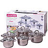 Набір посуду з 5 каструль Kamille KM-5633S з нержавіючої сталі 10 предметів для індукції, фото 2