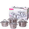 Набір каструль Kamille KM-4708S з нержавіючої сталі 8 предметів (1.8 л, 2.3 л, 3.3 л, 5.5 л), фото 5