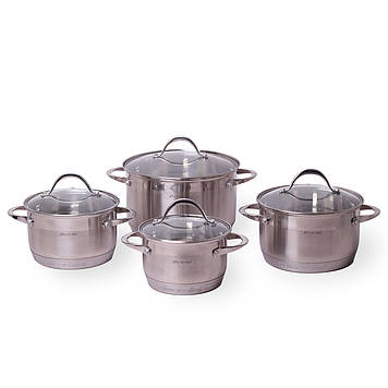 Набір каструль Kamille KM-4708S з нержавіючої сталі 8 предметів (1.8 л, 2.3 л, 3.3 л, 5.5 л)