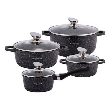 Набір посуду Kamille KM-4429 з литого алюмінію 9 предметів для індукції і газу (1.5 л, 1.25 л, 2.3 л, 4.5 л)