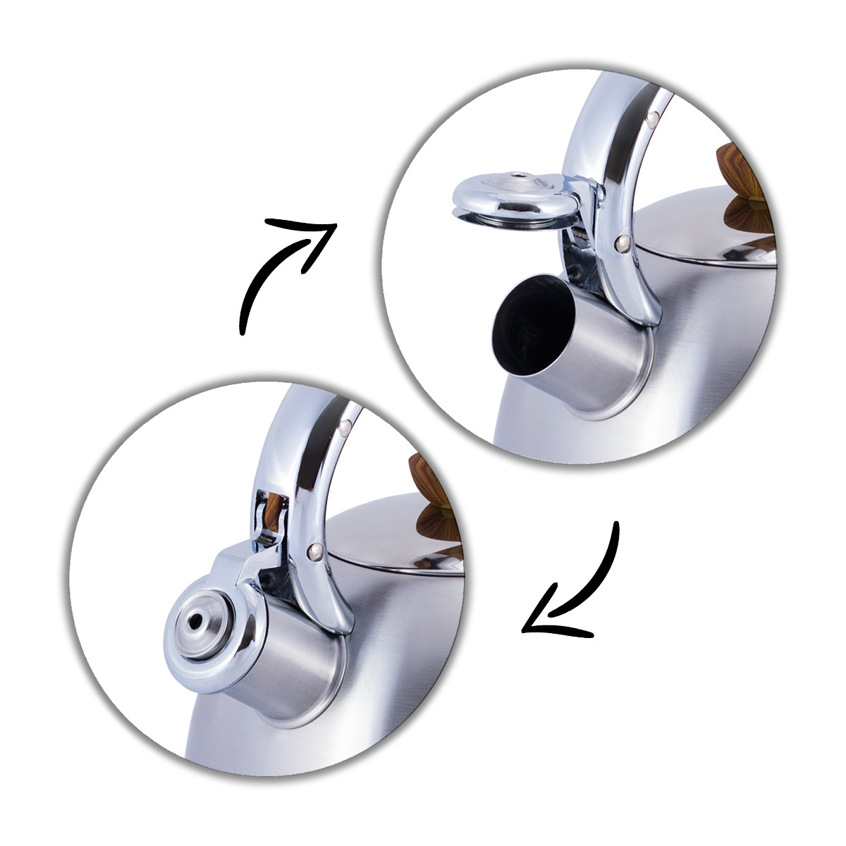 Чайник із нержавіючої сталі зі свистком для індукції (2 л) Kamille KM-0694N, фото 1