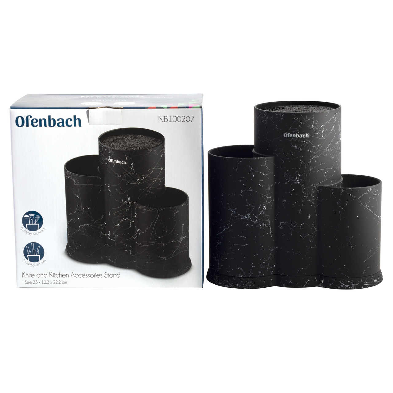 Підставка для ножів та кухонного приладдя з наповнювачем потрійна (23 см) Ofenbach KM-100207, фото 1