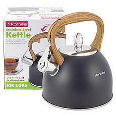 Чайник із нержавіючої сталі зі свистком для індукції та газу Чорний (2.5 л) Kamille KM-1096