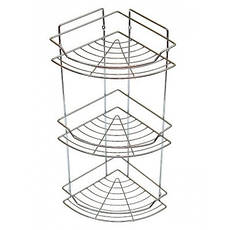 Полиця для ванної кутова металева 3-х ярусна на дюбелях (58х22х22 см) Besser KM-0435E