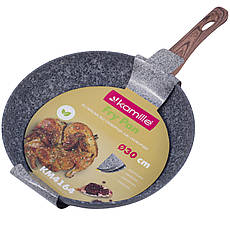 Сковорода з антипригарним гранітним покриттям PTFE із алюмінію для індукції та газу (30 см) Kamille KM-4164