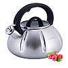 Чайник із нержавіючої сталі зі свистком та скляною кришкою для індукції та газу (3 л) Kamille KM-0671A, фото 7
