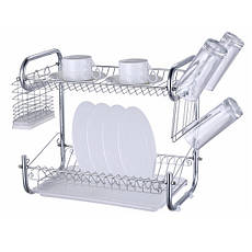 Сушарка для посуду двоярусна з піддоном (55х25х41 см) Kamille KM-0765