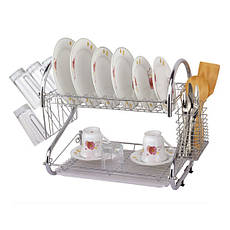 Сушарка для посуду двоярусна з піддоном (55х25.5х39.5 см) Kamille KM-0766