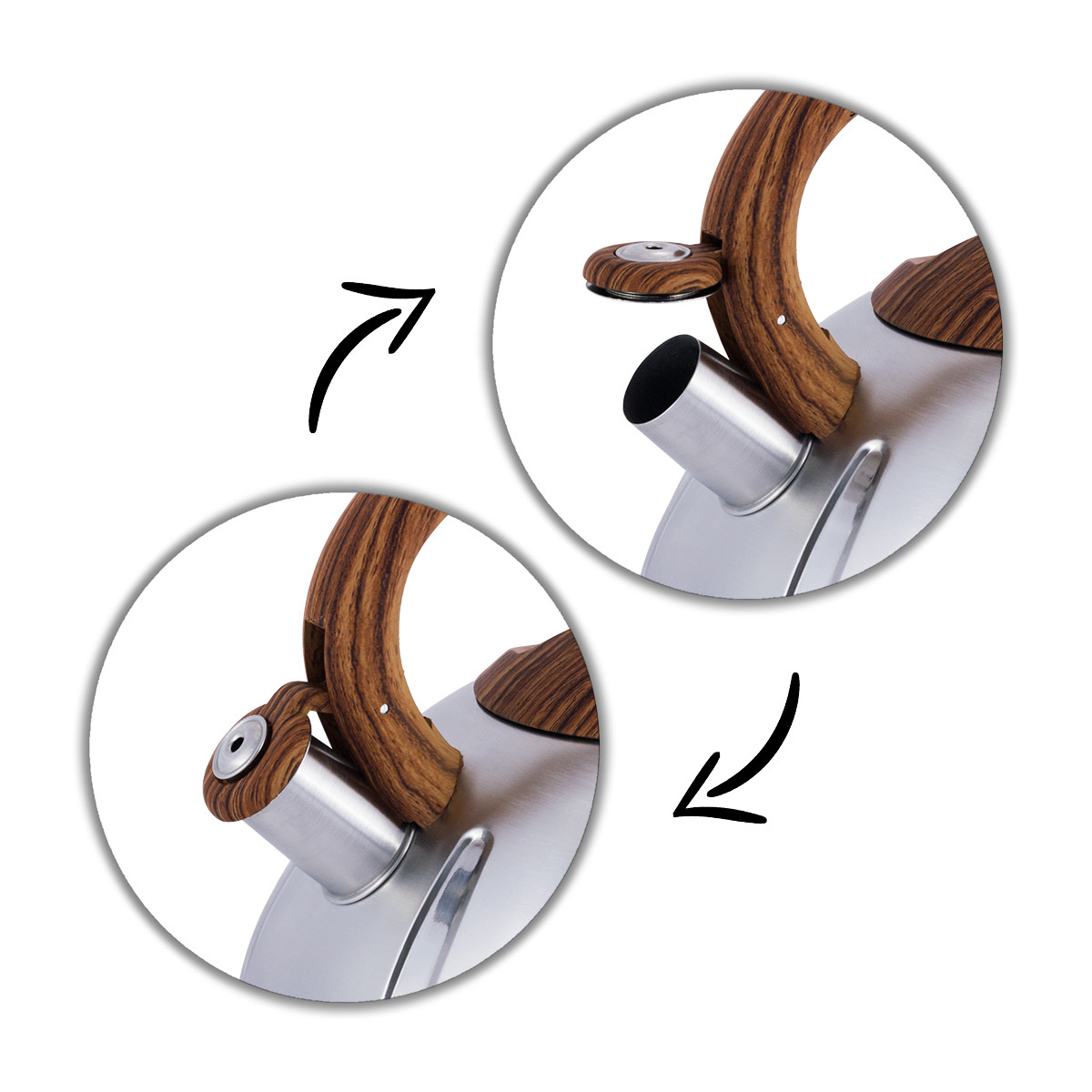 Чайник із нержавіючої сталі зі свистком та бакелітовою ручкою (5 л) Kamille KM-0698, фото 1