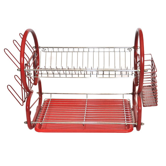 Сушарка для посуду двоярусна з піддоном (55х24.5х39 см) Kamille KM-0768К, фото 1