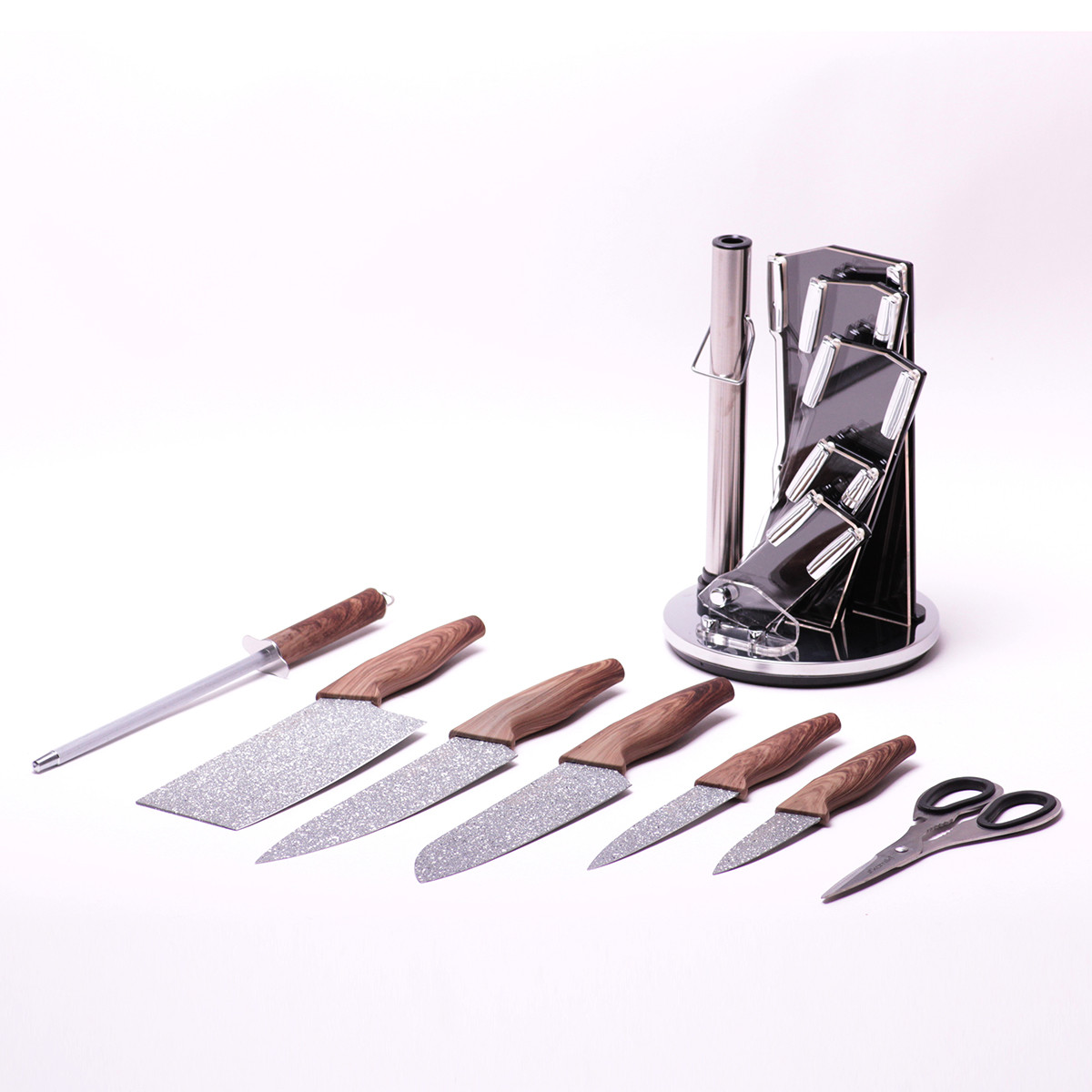 Набір кухонних ножів та ножиці на акриловій підставці 8 предметів Kamille KM-5149, фото 1