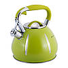 Чайник із нержавіючої сталі зі свистком Зелений (3 л) Kamille KM-0691A, фото 6