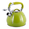 Чайник із нержавіючої сталі зі свистком Зелений (3 л) Kamille KM-0691A, фото 7