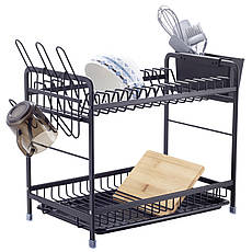 Сушарка для посуду дворівнева з алюмінію з піддоном (52х24.7х15 см) Ofenbach KM-100401