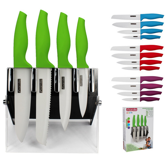 Набір керамічних ножів на підставці 5 предметів Kamille KM-5162, фото 1