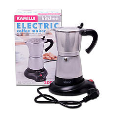 Кавоварка електрична гейзерна із алюмінію 300 мл Kamille KM-2600A
