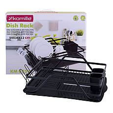 Сушарка для посуду з алюмінію з піддоном 59х38х13 см Kamille KM-0751