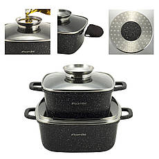 Набір посуду з литого алюмінію 5 предметів (діаметр 20 см, 24 см) + прихватки Kamille KM-4434