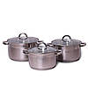 Набір каструль із нержавіючої сталі 6 предметів для індукції та газу (4.0 л, 5.5 л, 7.0 л) Kamille KM-5630S, фото 2