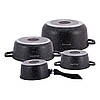 Набір посуду з литого алюмінію з кришками 9 предметів для індукції (1.5л, 1.25л, 2.3л, 4.5л) Kamille KM-4429, фото 8