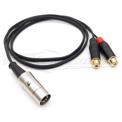 Кабель 5 pin DIN to 2RCA — F (метал), у екрані, фото 3