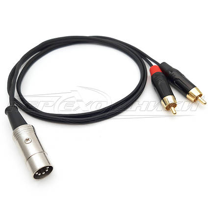 Кабель 5 pin DIN to 2RCA (метал), преміум, у екрані, фото 3