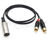 Кабель 5 pin DIN to 2RCA (металл), премиум,в экране