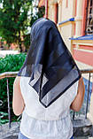 Церковний жіночий хустку на голову красивий, атласний з шифоном в смужку чорного кольору, фото 3