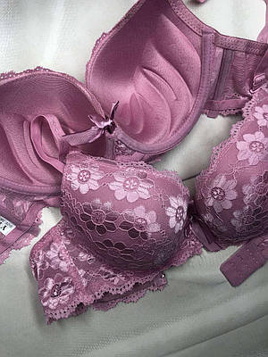 Жіночий бюстгальтер брудно рожевий YYG чашка В мереживні