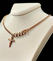 Ланцюжок Stainless Steel. Сталь. Позолота ЧВ. Довжина: 39-41 см з хрестиком 10 мм.