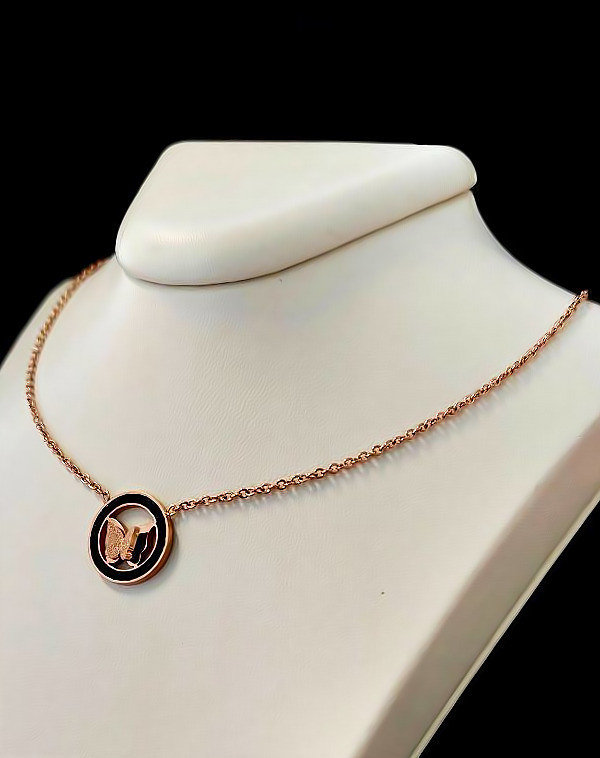 Ланцюжок Stainless Steel. Сталь. Позолота ЧВ. Камені: циркон. Довжина: 41-45 см з кулоном 1,5 см