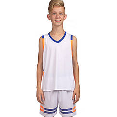 Форма баскетбольна дитяча підліткова Basketball Uniform поліестер 4XS-M біло-синій (LD-8019T) 2XS (зріст 140 см)