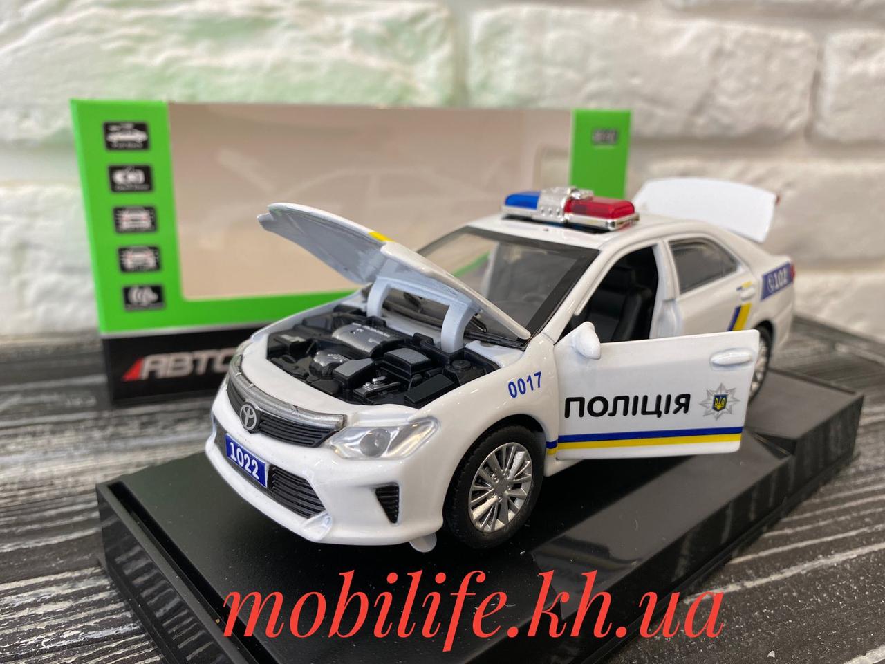 Металева машинка Toyota Camry Поліція 1:32 14.5 см /об двері, капот, багажник, світло, звук/
