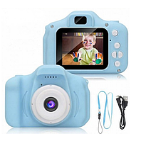 Детский Цифровой Фотоаппарат Х200 Smart Kids Camera Blue ударопрочный с Играми и смешными Рамками на Фотографи