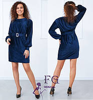 Женское платье из вельвета "Monica"| Распродажа модели 46-48, Темно-синий