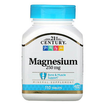 Магній 250 мг Magnesium 21st Century для здоров'я нервової системи м'язових кісток 110 таблеток