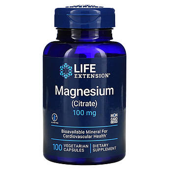 Магній цитрат 100 мг Life Extension Magnesium Citrate для серця та судин 100 вегетаріанських капсул