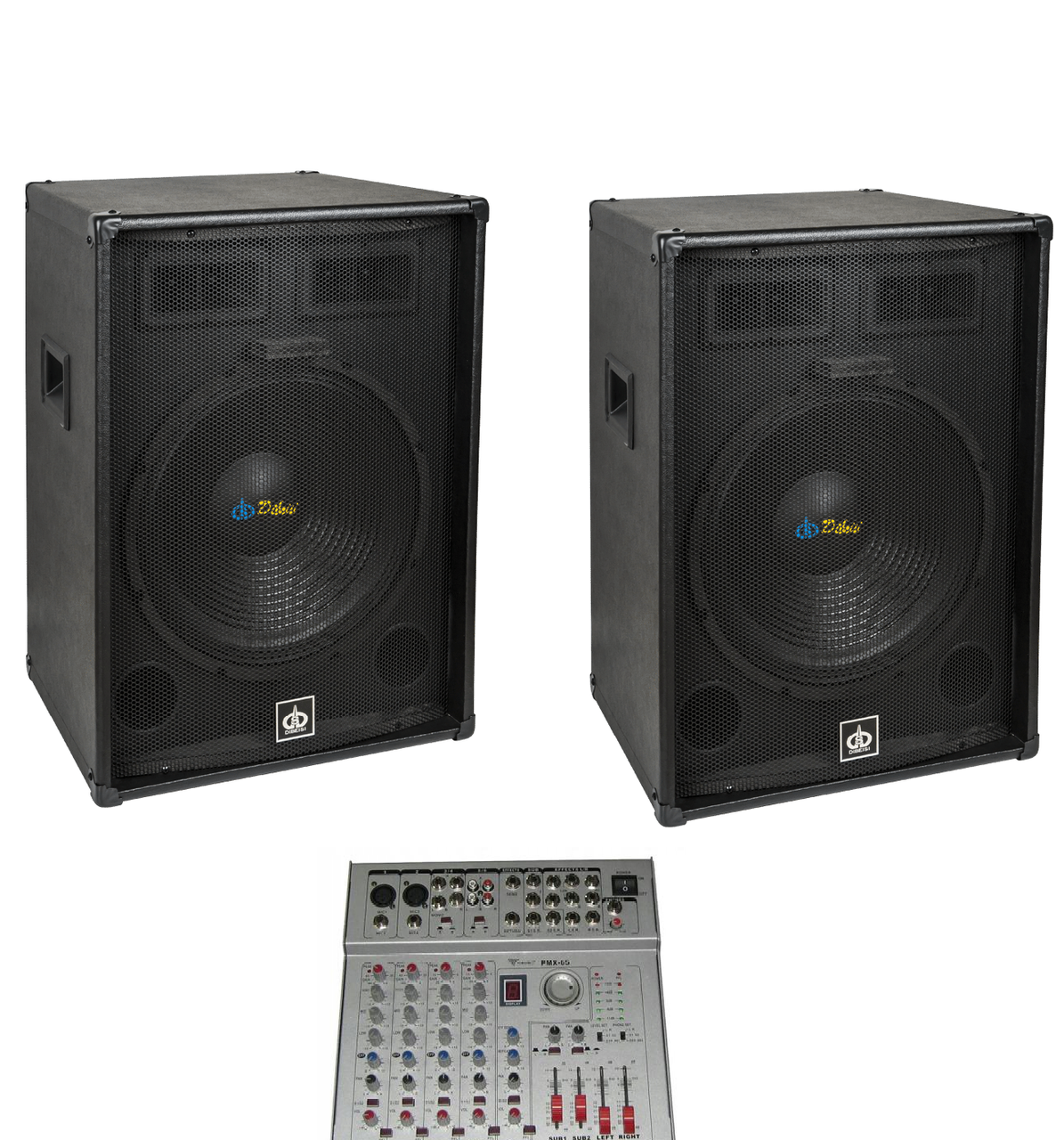 Комплект колонок 15" 250 Ватт и микшер-усилитель PMX-6S: продажа, цена ...