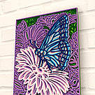 Дерев'яні 3d-розмальовки Wortex Woods Фіолетовий тропічний метелик (3DP30023) 30 х 40 см, фото 4