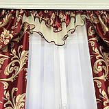 Готовий комплект Турецьких штор блекаут з ламбрекеном 150х270 см ( 2шт ) Колір - Червоний, фото 3