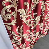 Готовий комплект Турецьких штор блекаут з ламбрекеном 150х270 см ( 2шт ) Колір - Червоний, фото 5