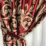 Готовий комплект Турецьких штор блекаут з ламбрекеном 150х270 см ( 2шт ) Колір - Червоний, фото 8