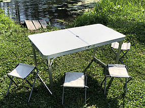 Кемпінговий посилений набір складаний стіл + 4 стільця (Білий)