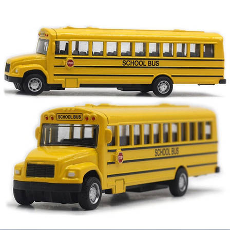 Модель автомобіля School bus 1:64. Іграшкова машинка Шкільний автобус. Металева інерційна машинка, фото 1