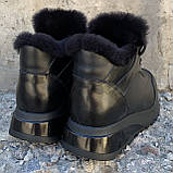 Calvin Klein Жіночі зимові шкіряні чорні кросівки черевики з хутром, фото 3