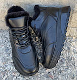 Calvin Klein Жіночі зимові шкіряні чорні кросівки черевики з хутром 36 розм, фото 8