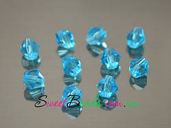 Біконуси 6 мм, аквамарин