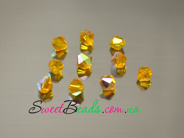 Біконуси 4 мм, шампань AB, фото 1