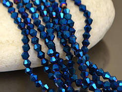 Біконуси кришталеві 4 мм, азур нитка