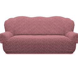 Чохол для меблів Milano диван буклированный жаккард без оборки Пудровий